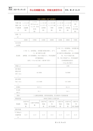 雪佛兰新赛欧三厢产品配置表汇编