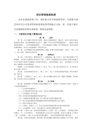 项目管理规章制度