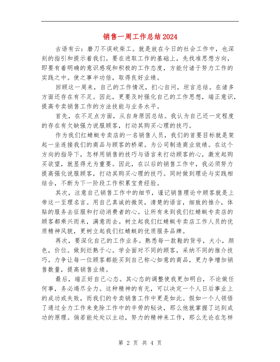 销售一周工作总结2024_第2页