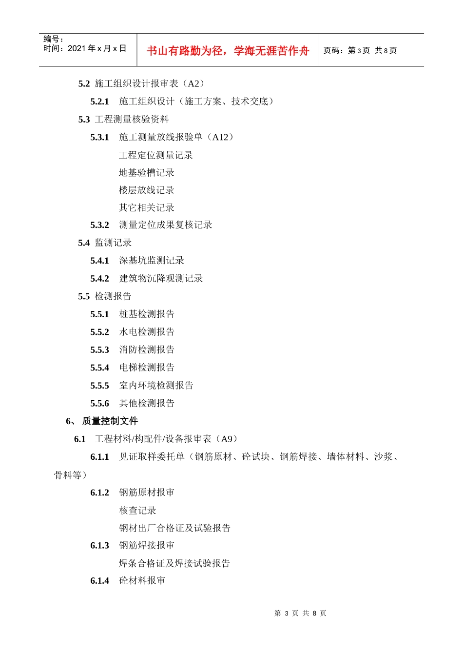 项目监理资料分类管理目录_第3页