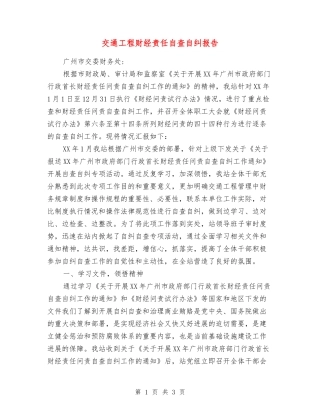 交通工程财经责任自查自纠报告