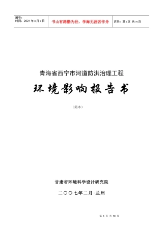 青海省西宁市河道防洪治理工程