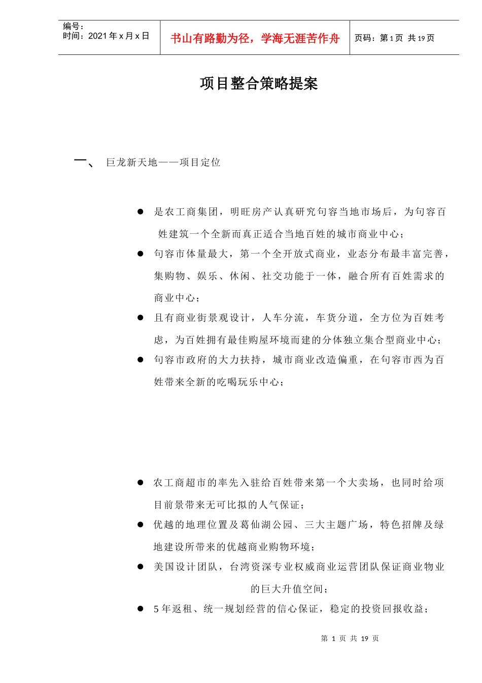 项目整合策略提案doc20(1)_第1页
