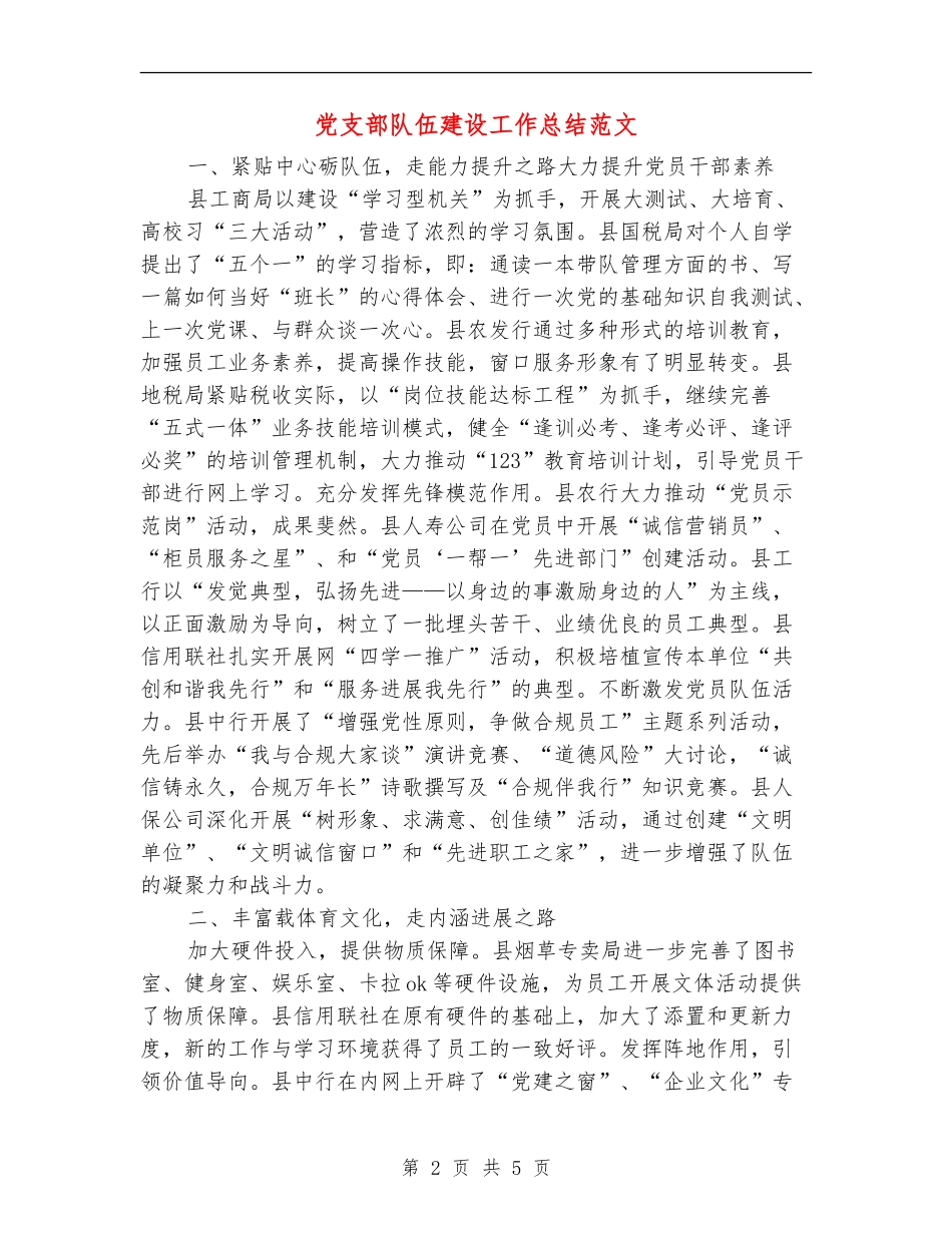 党支部队伍建设工作总结范文_第2页