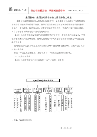 集团管理：集团公司战略管控之流程和能力体系