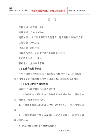 项目可研报告范本