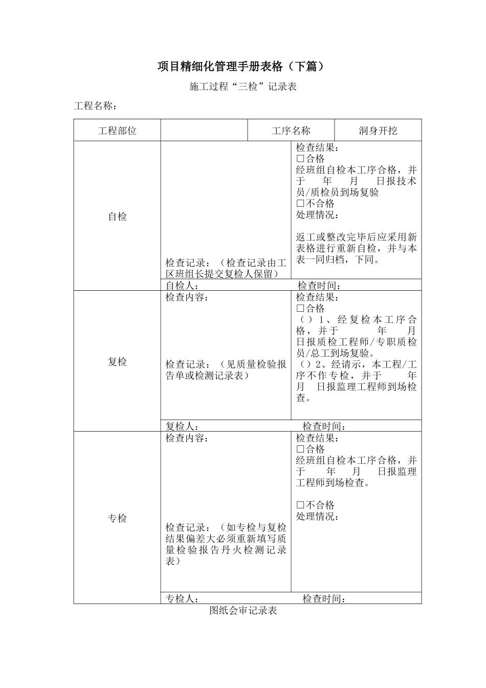项目精细化管理手册表格_第1页