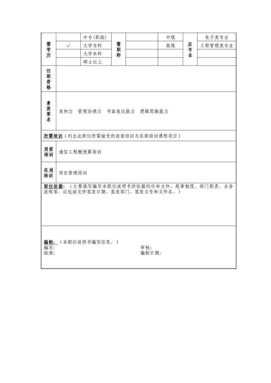 项目管理副经理岗位说明书_第2页