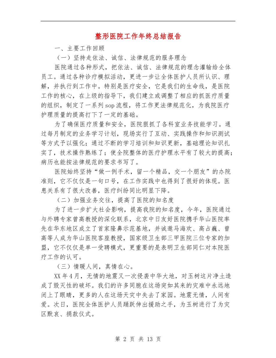 整形医院工作年终总结报告(多篇范本)_第2页