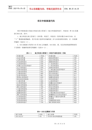 项目申报渠道代码