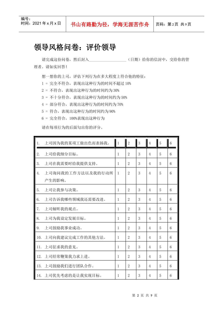 领导风格调查问卷--王晓杉_第2页