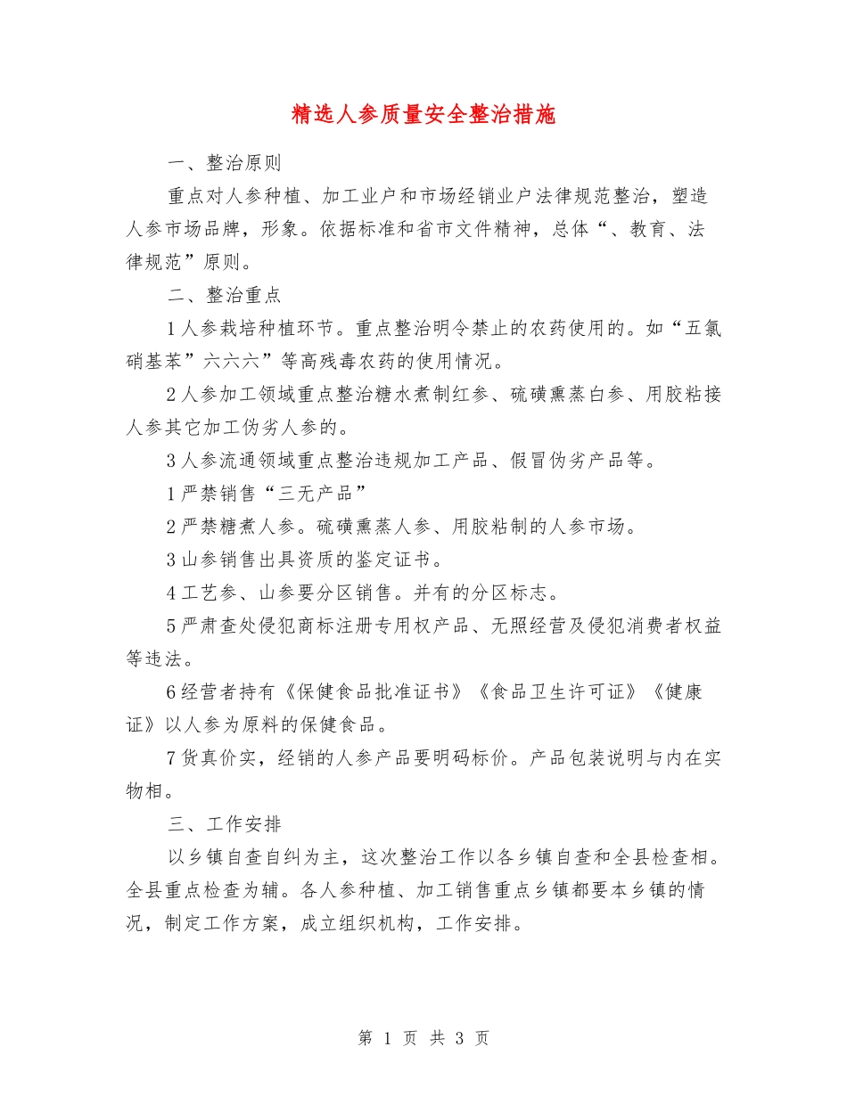 人参质量安全整治措施_第1页