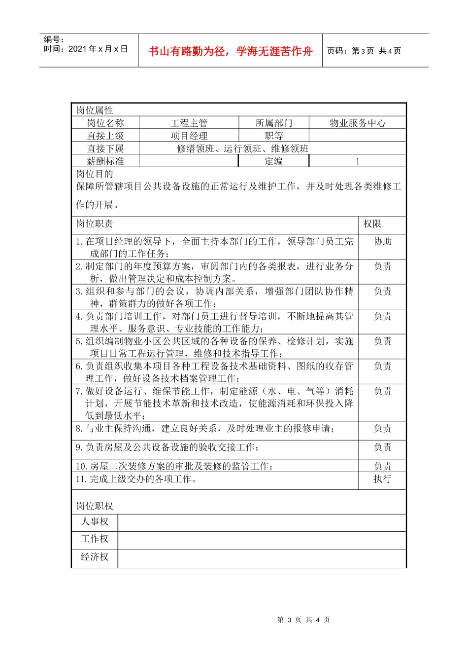 项目工程管理部职位说明书_第3页