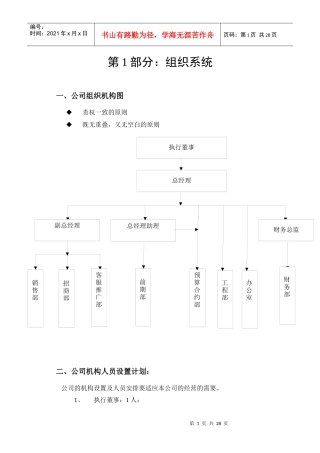 项目公司组织机构图