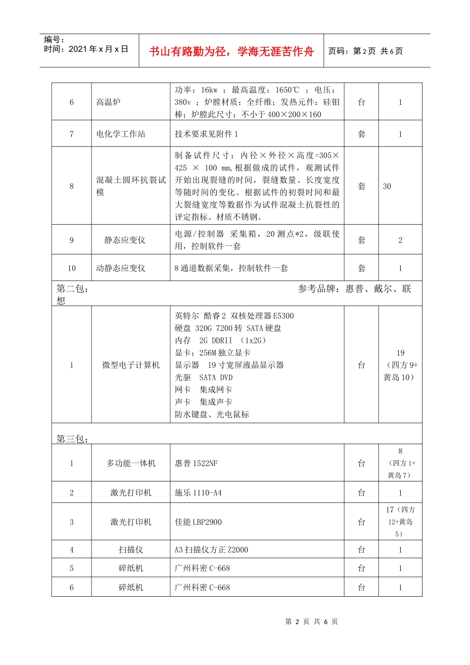 青岛理工大学行政设备、计算机外包项目招标_第2页