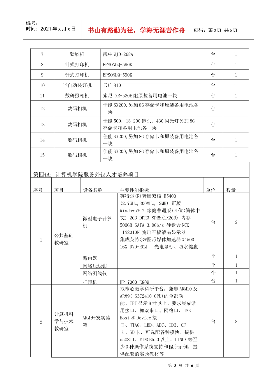 青岛理工大学行政设备、计算机外包项目招标_第3页