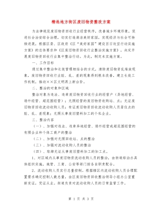 地方街区废旧物资整改方案