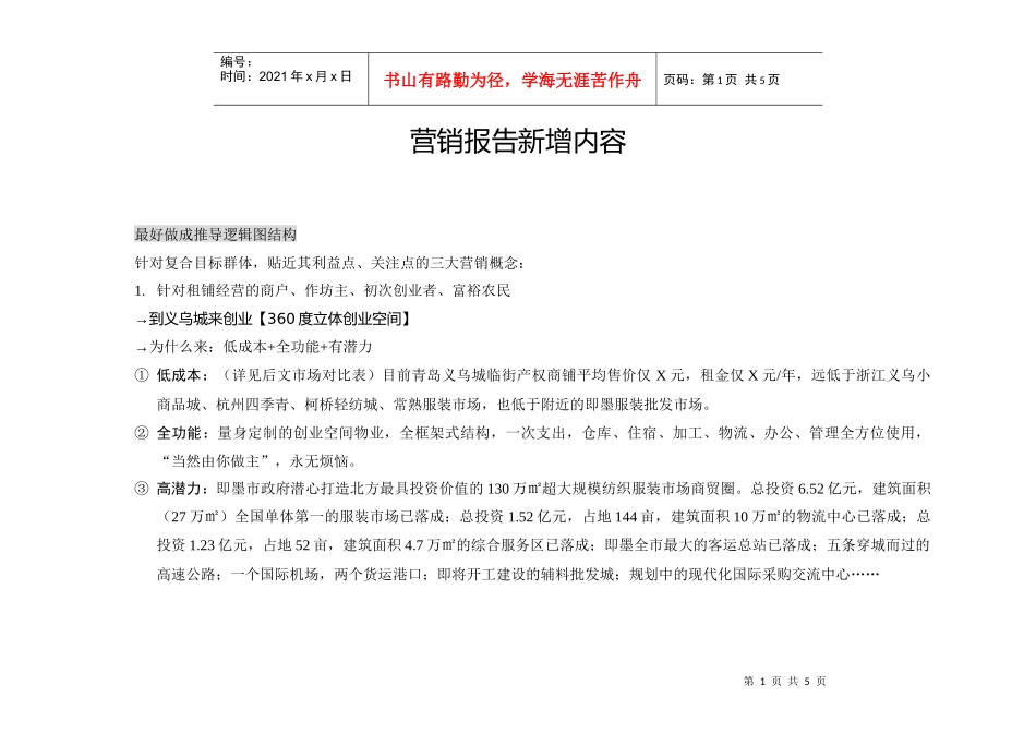 青岛义乌城20万平米批发市场项目营销卖点提炼_第1页