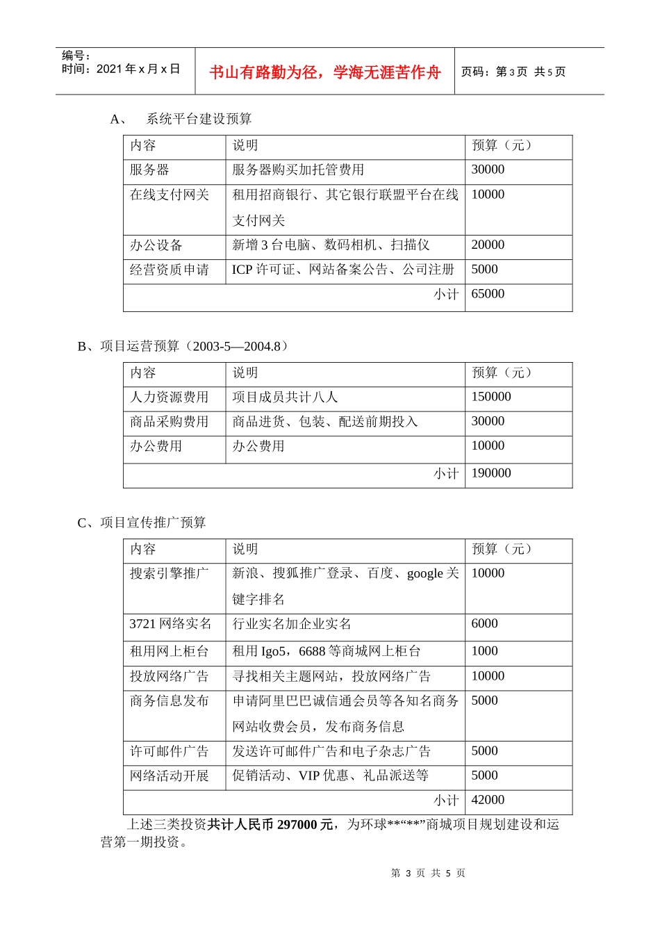 项目网络广告预算方案_第3页