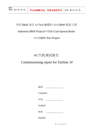 项目汽轮机调试报告