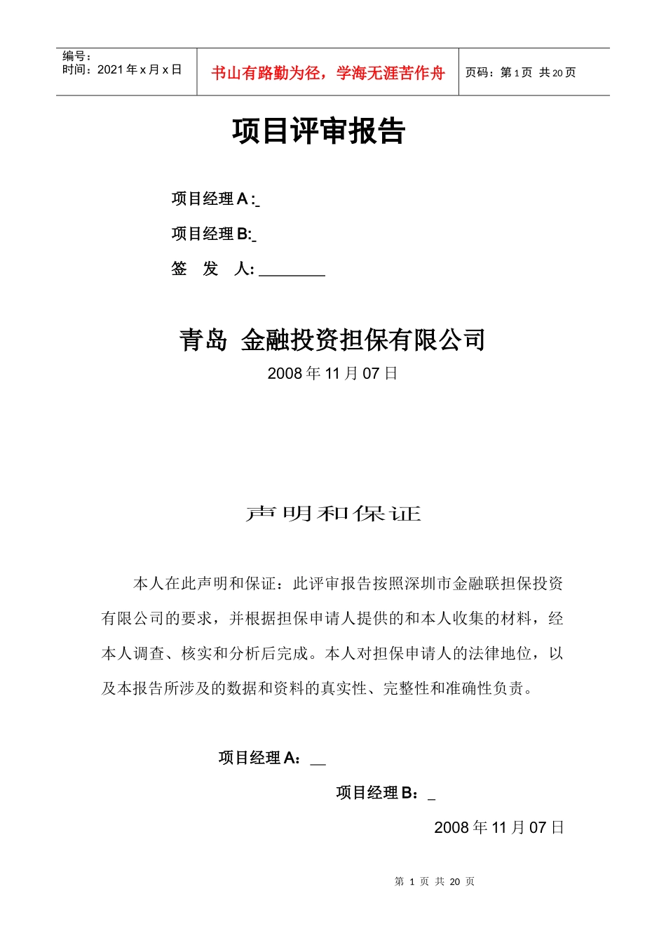 项目评审报告模板_第1页