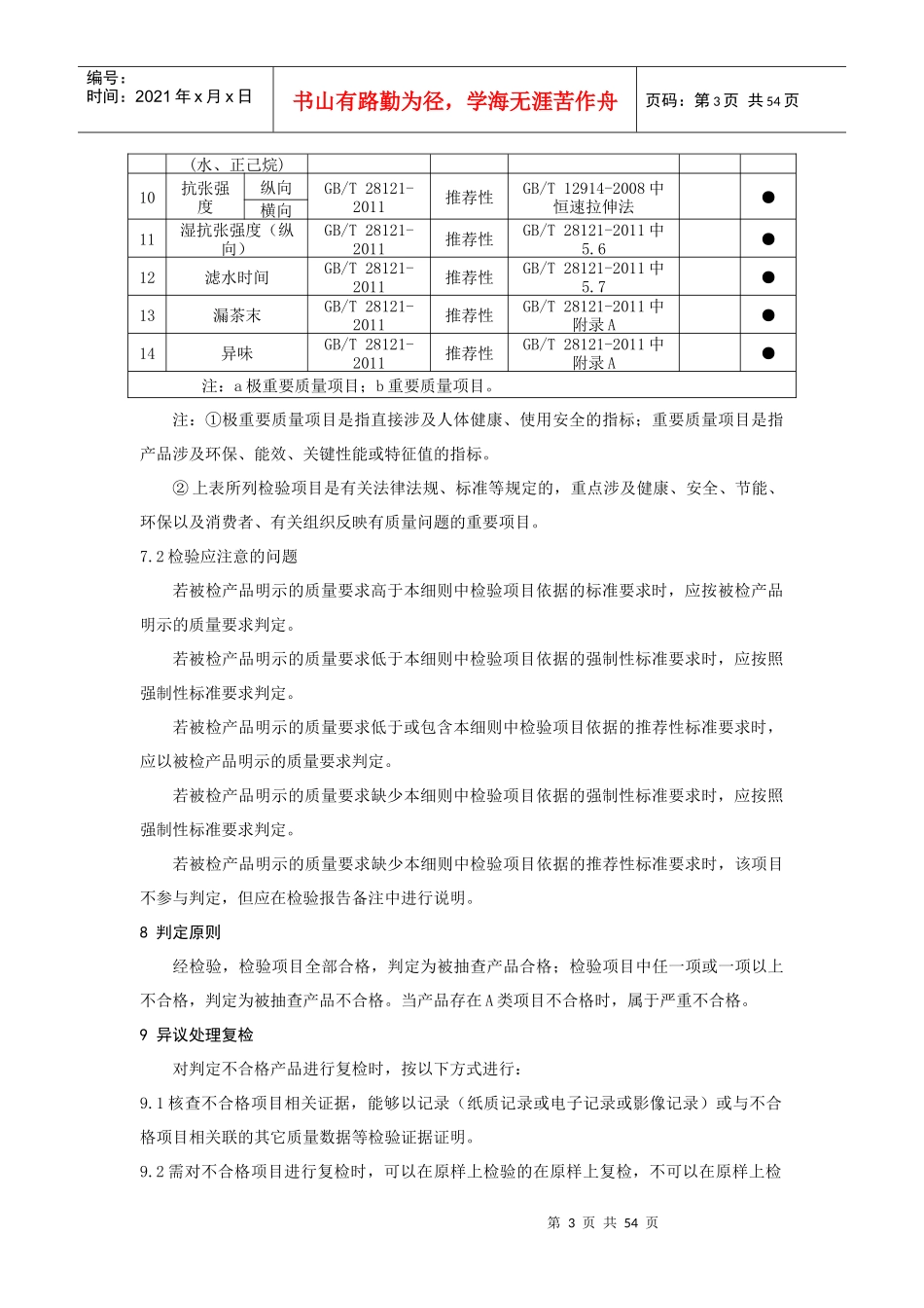 非热封型茶叶滤纸产品质量监督抽查实施细则_第3页