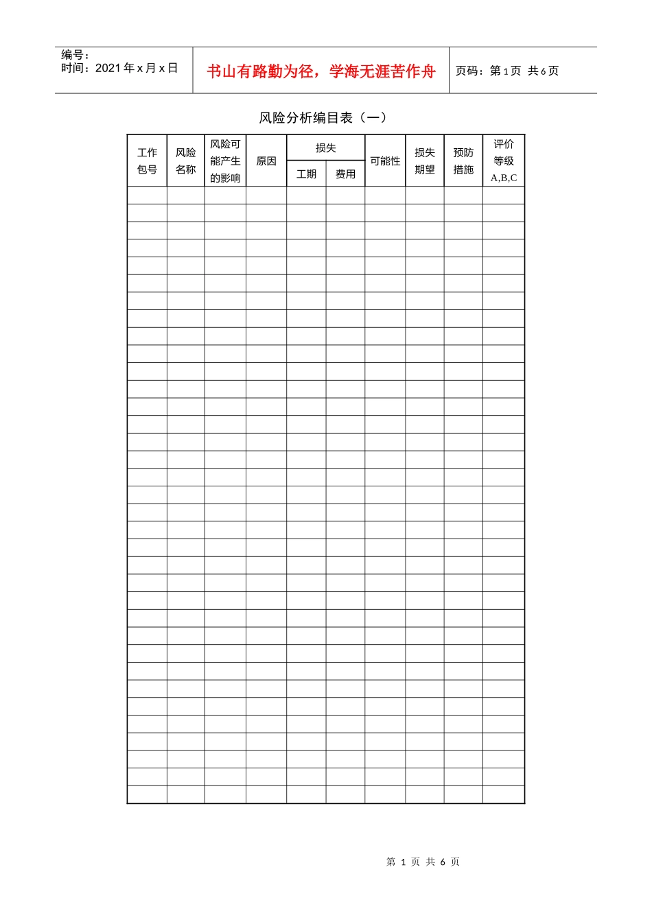 项目风险管理可用表格_第1页