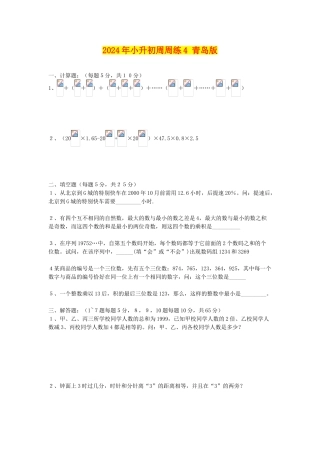 2024年小升初周周练4-青岛版