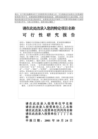 项目可行性研究报告的文字模