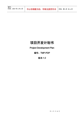 项目开发计划 TMP-PDP