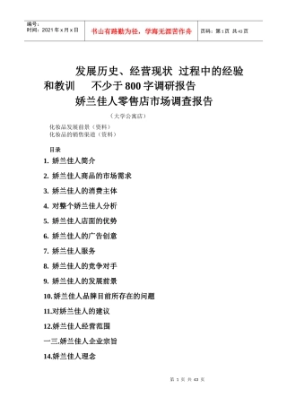 零售店市场调查报告