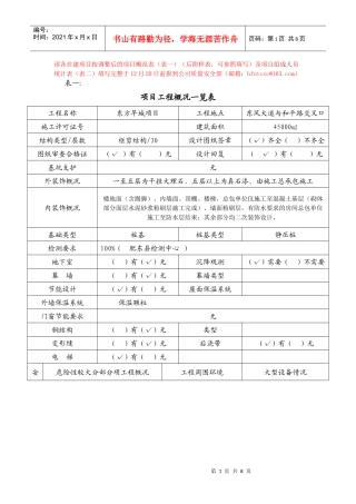 项目概况表样表