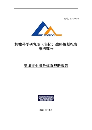 集团行业服务体系战略报告