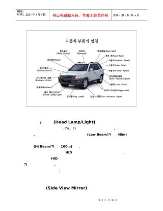 韩文版汽车部件名称