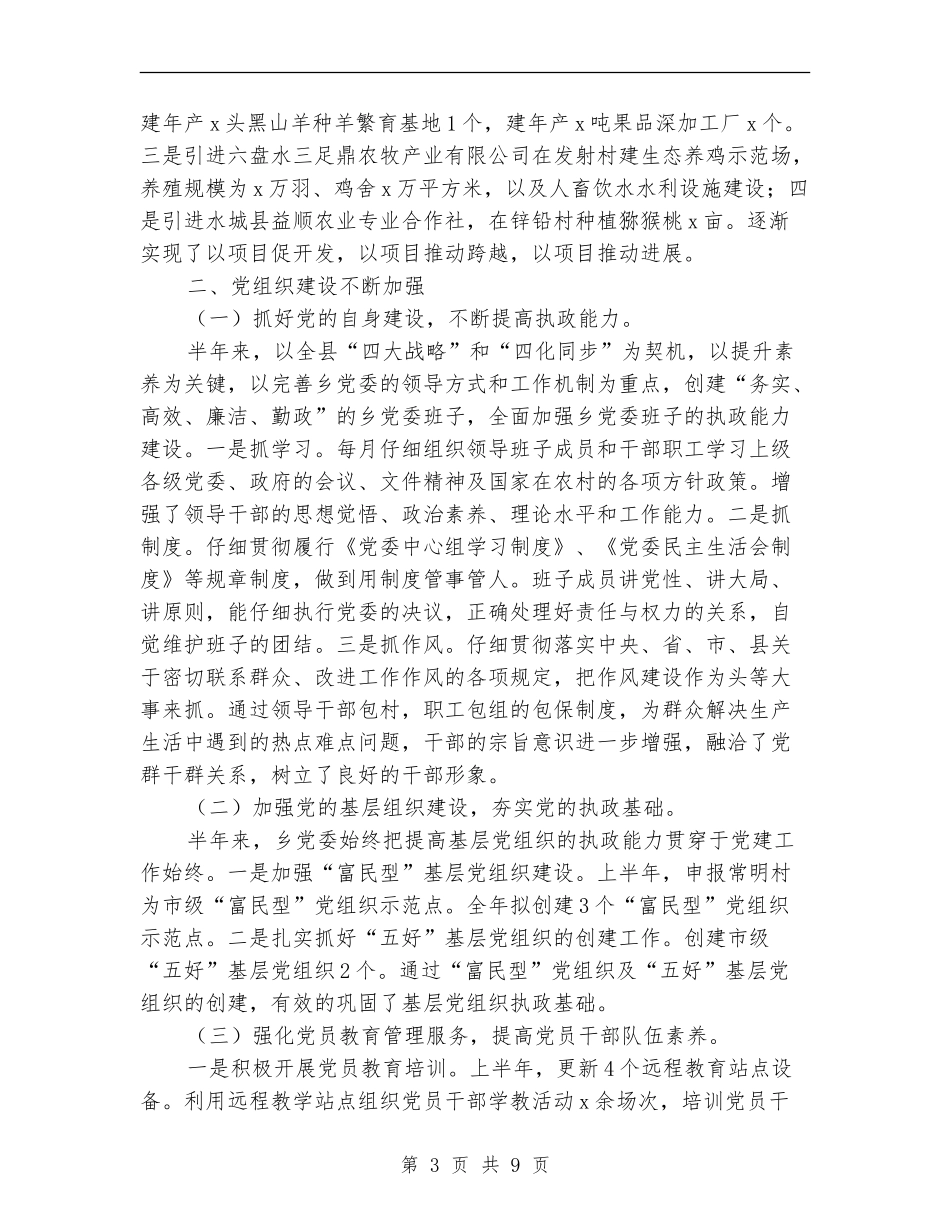 乡政府2024年半年工作总结及下半年工作打算_第3页