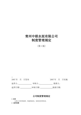 青联新版公司制度管理规定