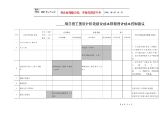 项目施工图设计阶段建安成本限额设计成本控制建议01