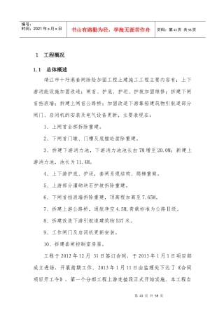 靖江市十圩港套闸除险加固工程施工管理工作报告