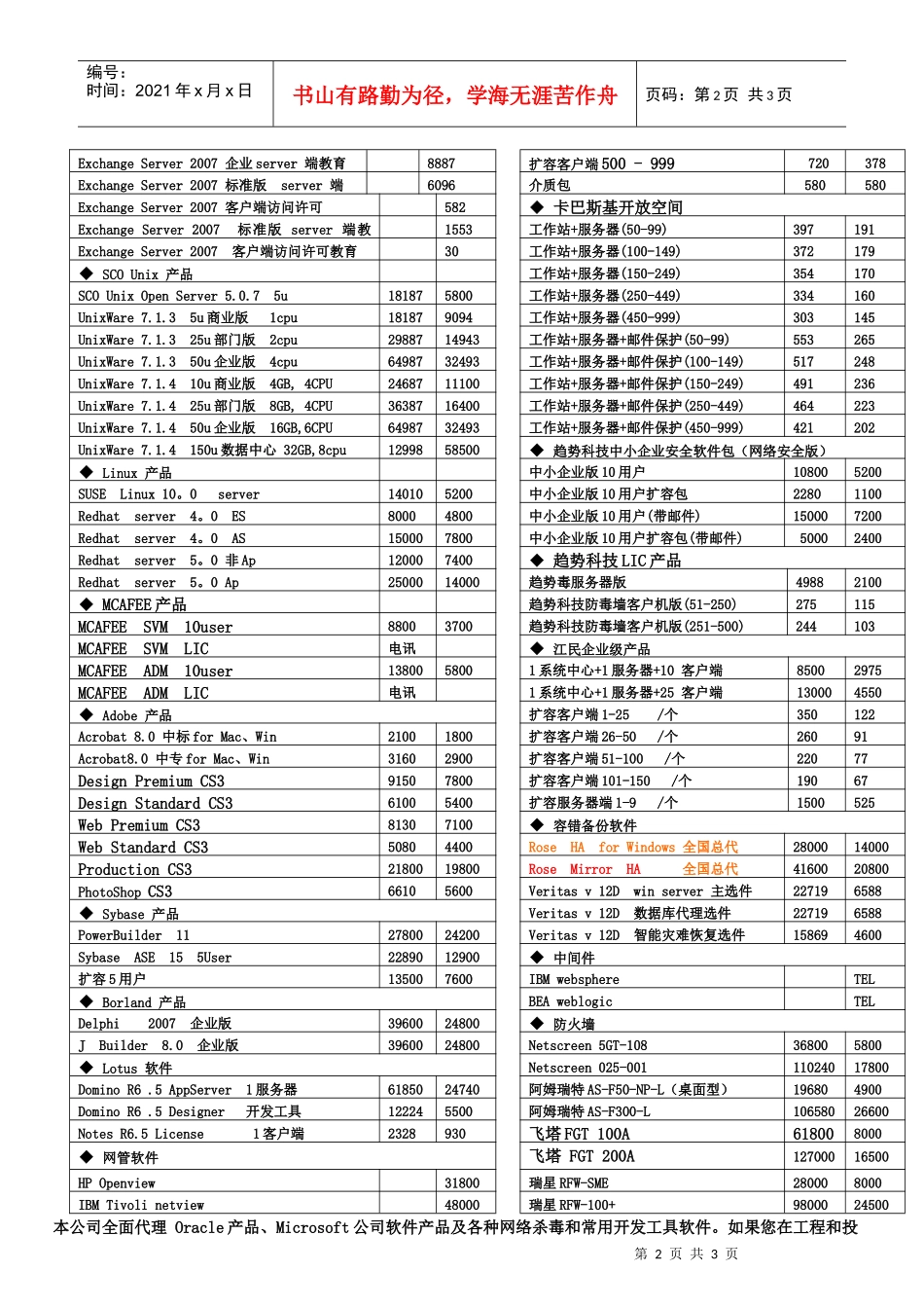 雷安产品报价单_第2页