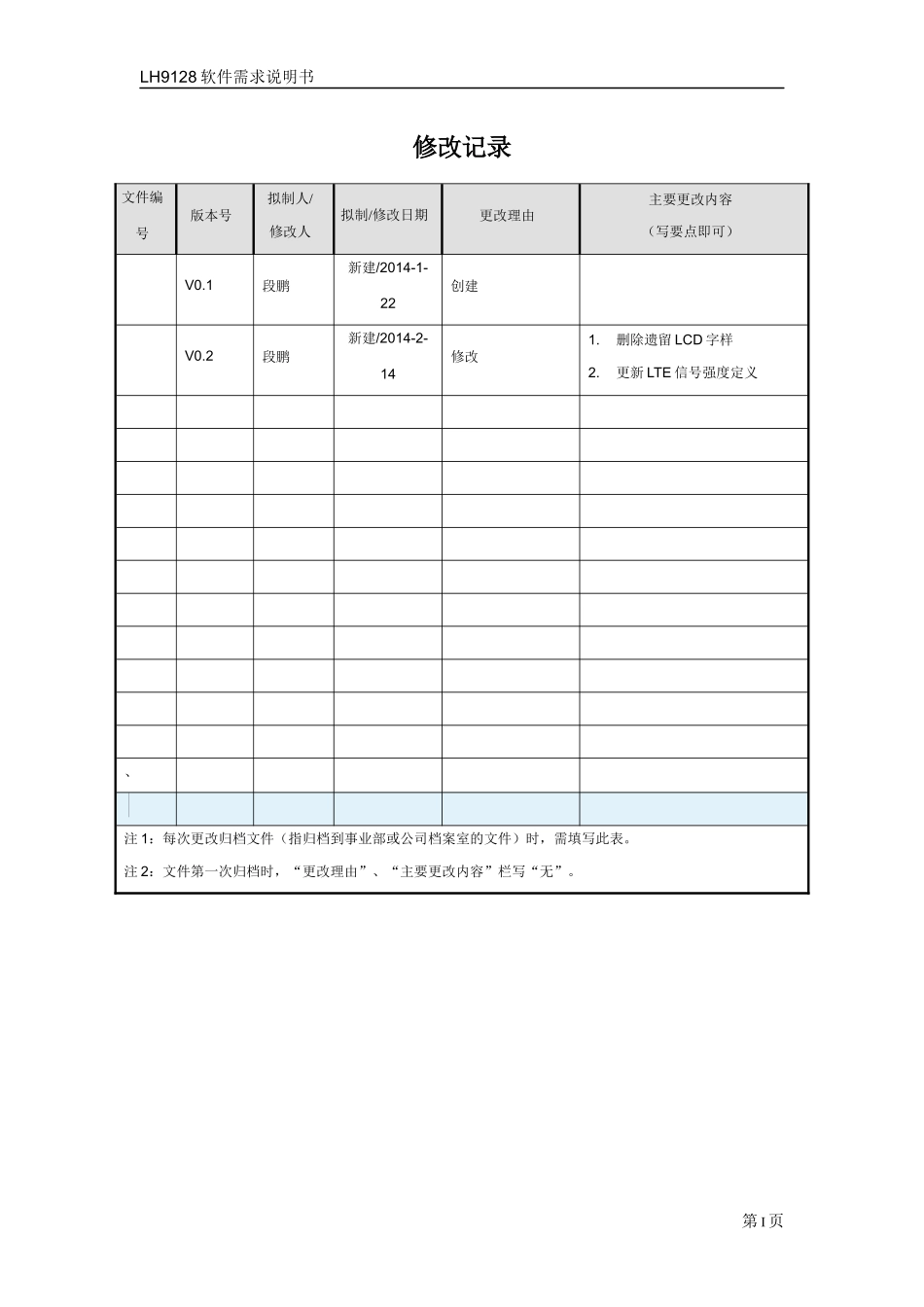 项目软件需求说明书范本_第2页