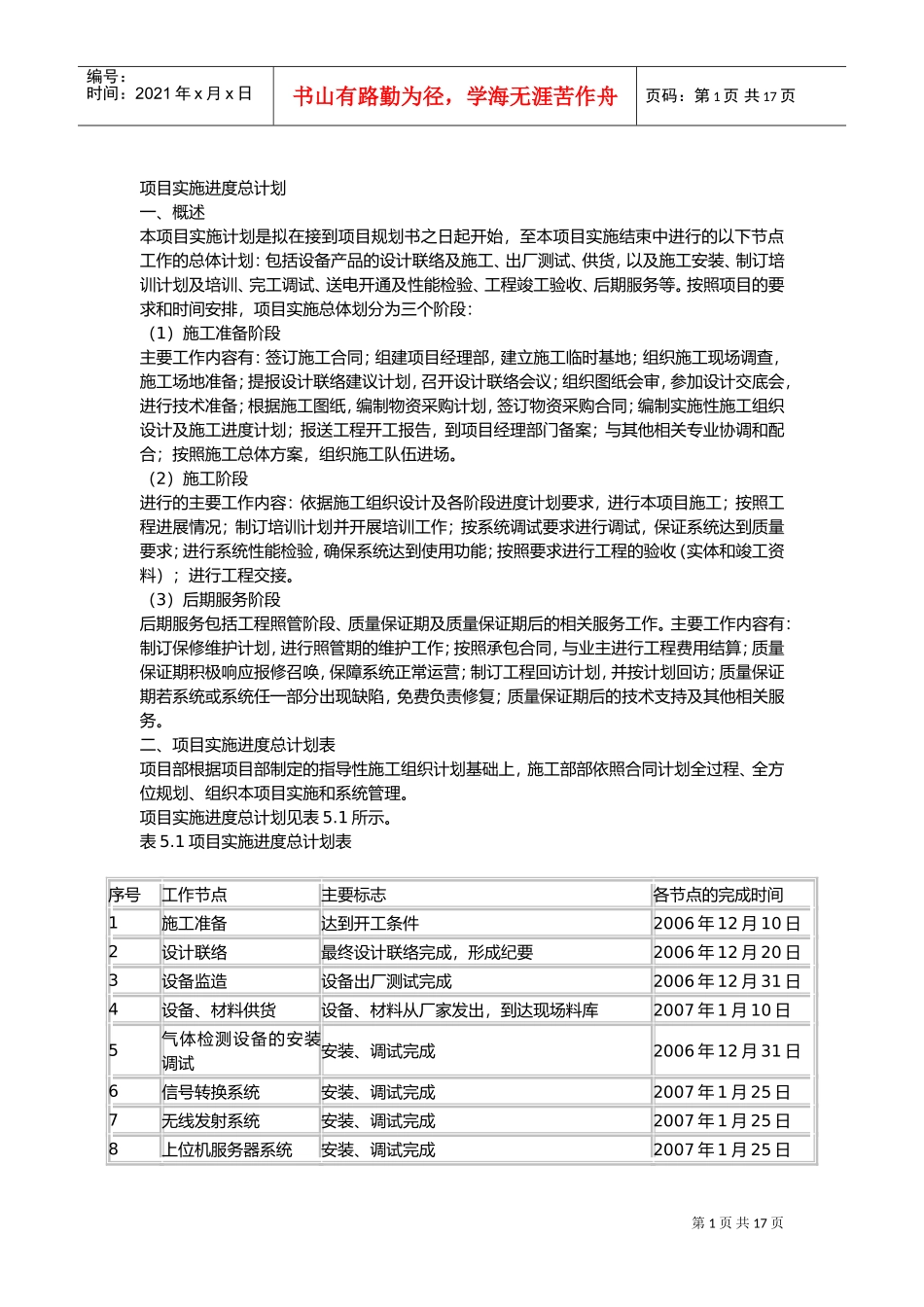 项目实施进度计划(DOC30页)_第1页