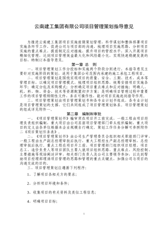 项目管理策划书(指导意见)