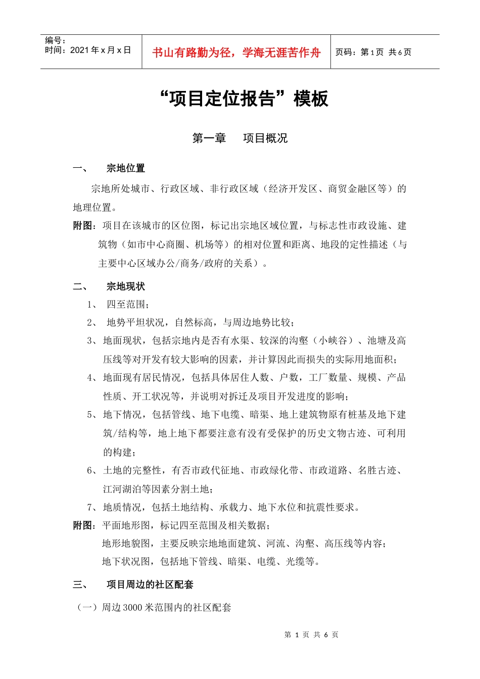 项目定位报告模板_第1页