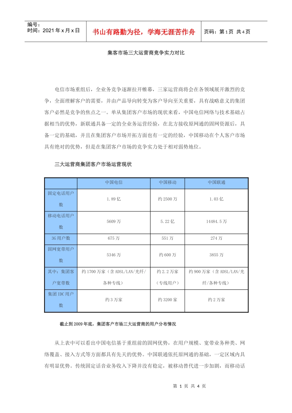 集客市场三大运营商竞争实力对比_第1页