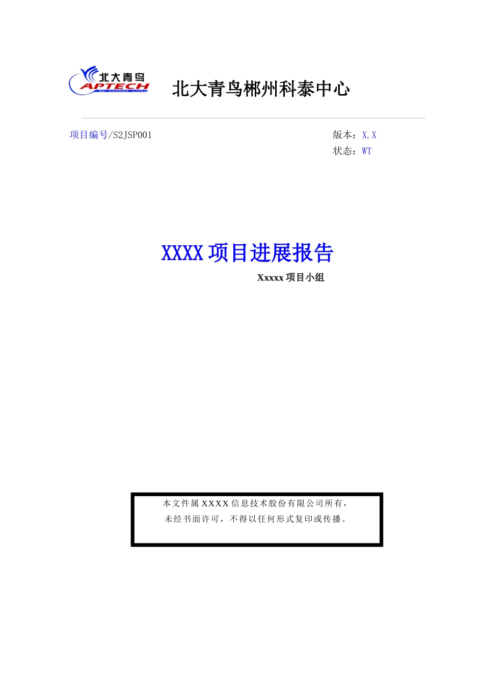 项目进展报告模板_第1页