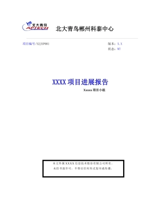 项目进展报告模板