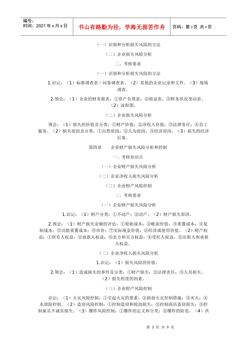 风险管理自学考试大纲_第3页