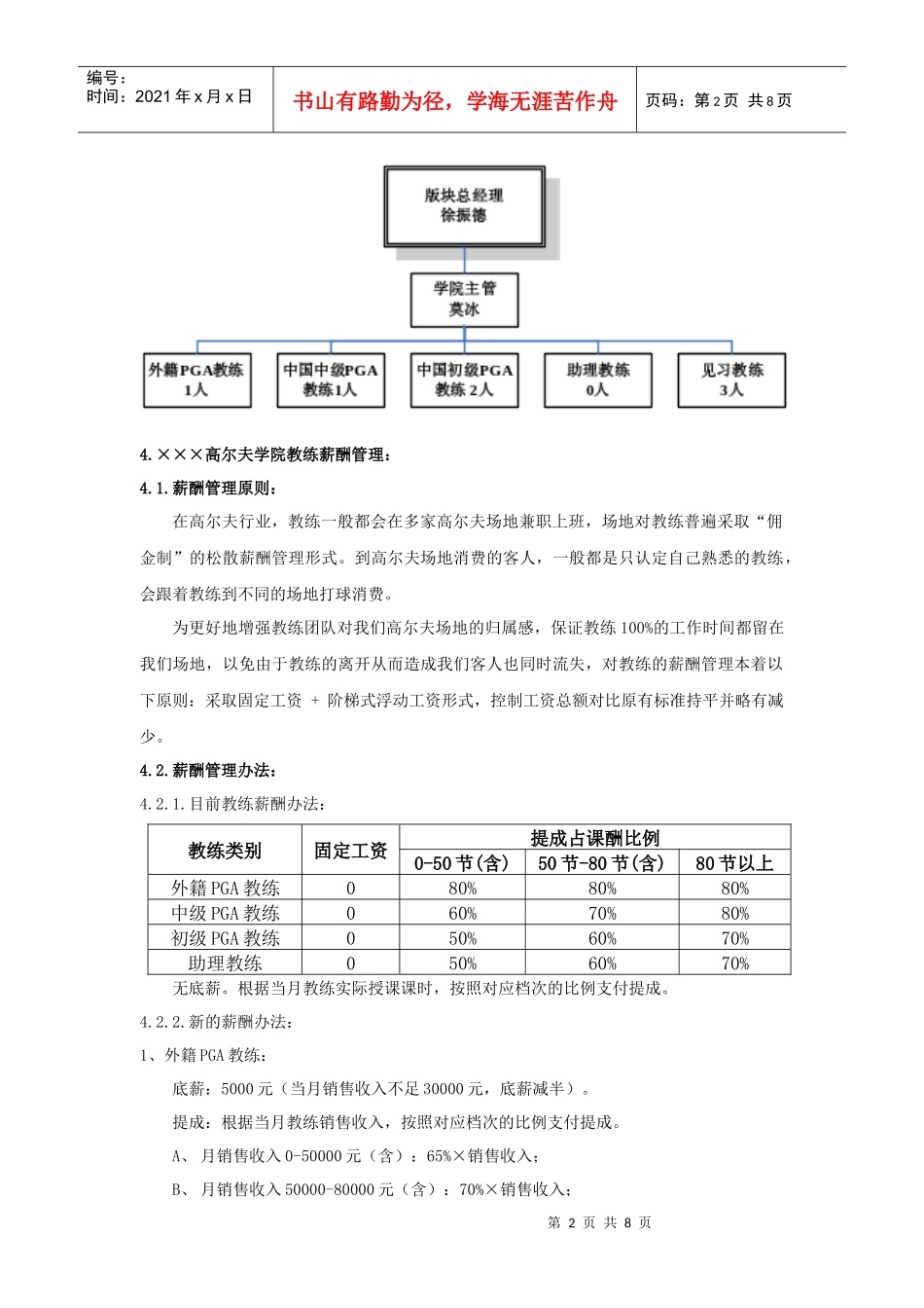 高尔夫教练薪酬管理办法_第2页