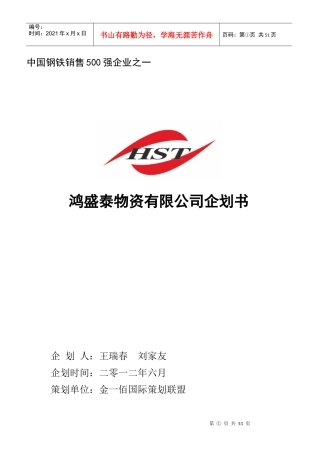 鸿盛泰物资有限公司企划书修正版