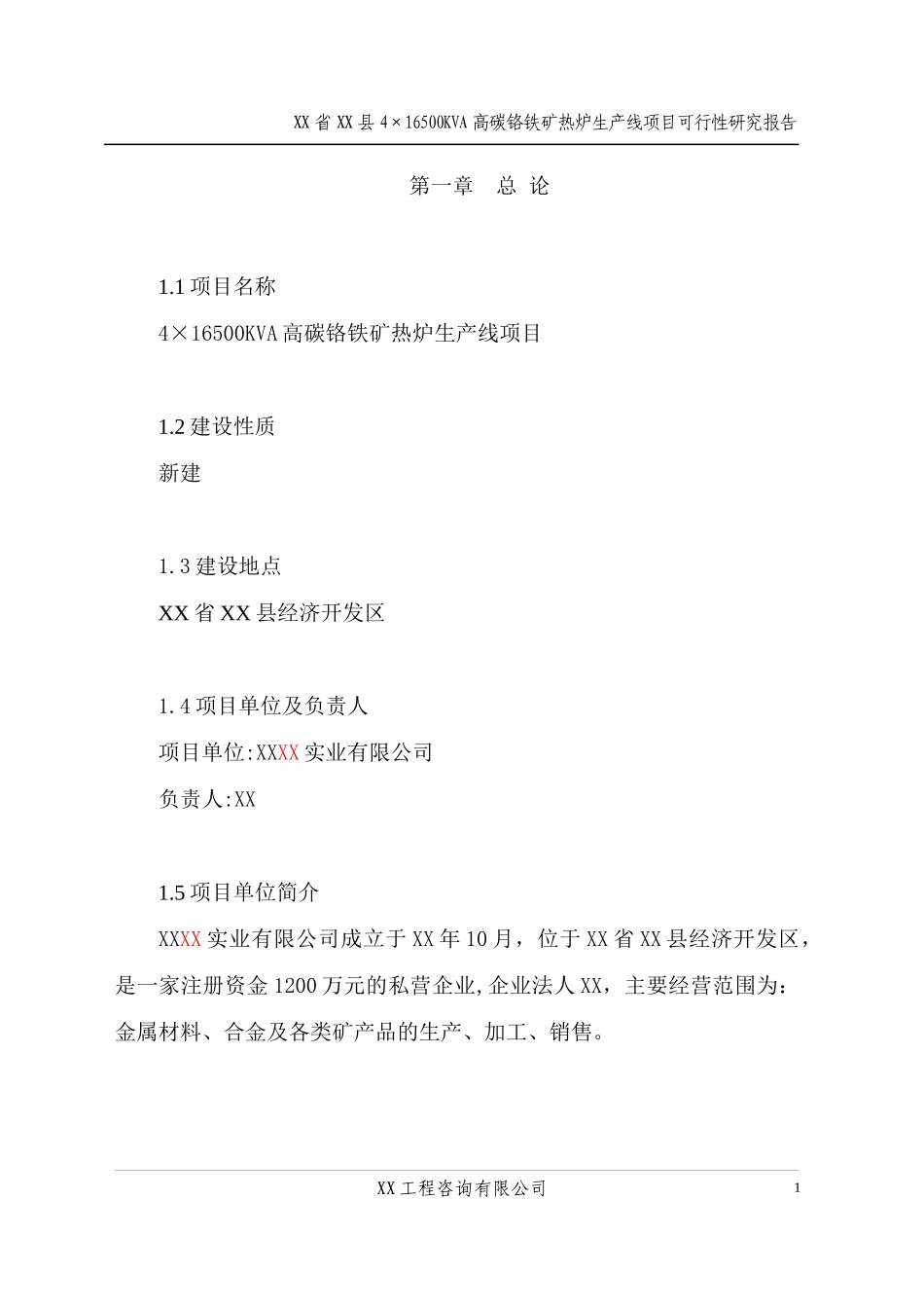 高碳铬铁项目可行性研究报告_第1页